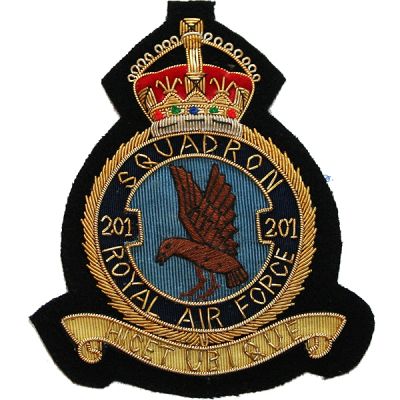 RAF 201 Sqn Wire Blazer Badge