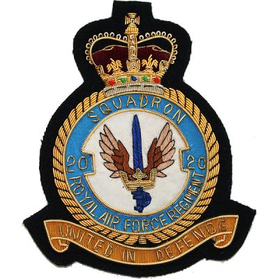 RAF Regiment 20 Sqn Wire Blazer Badge