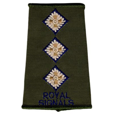 R SIGS Rank Slides, Olive Green, (Capt)